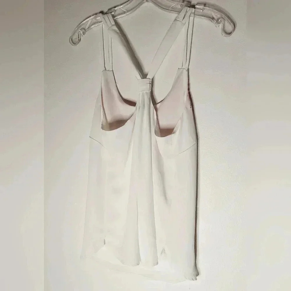 Maurices White Embroided Halter Sleeveless Blouse Crepe Cliffon sz Small - Picture 2 of 6